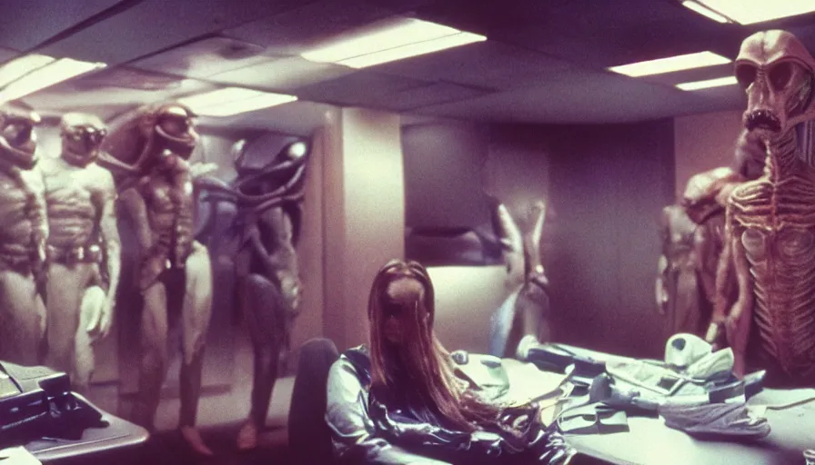 Prompt: movie still, cinestill 8 0 0 t, senate of alien delegates from different species, cinematic, ultra realistic, photo quality, detailed, well lit