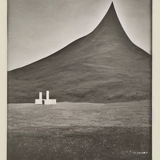 Prompt: a building in a stunning landscape by Constantin Brancusi