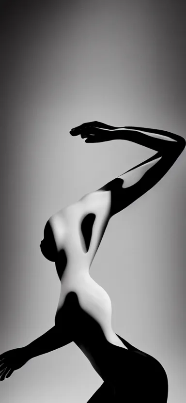 Prompt: film still, perfect female body silhouette, liquid sculpture, astral clockwork, abstract shapes, photorealism, beautiful portrait, white and black latex mixture, black ink, body acts photography, abstract art, concept art, matte painting, bokeh lights, one point light, elegant, weta fx, weta digital, artstation