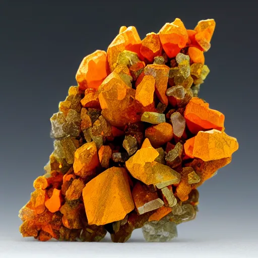 Prompt: wulfenite crystal cluster cubic