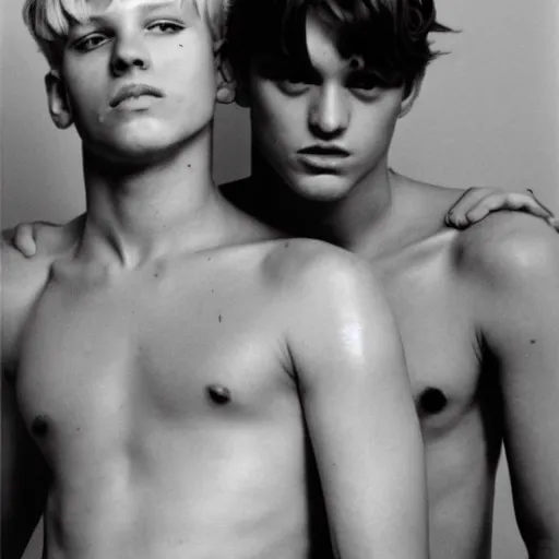 Prompt: blonde men photographed by larry clark