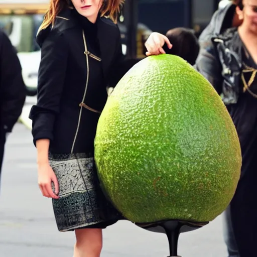 Image similar to emma watson as an avocado chair