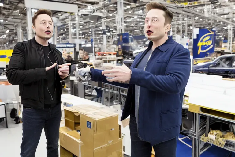 Prompt: elon musk putting bombs in ikea