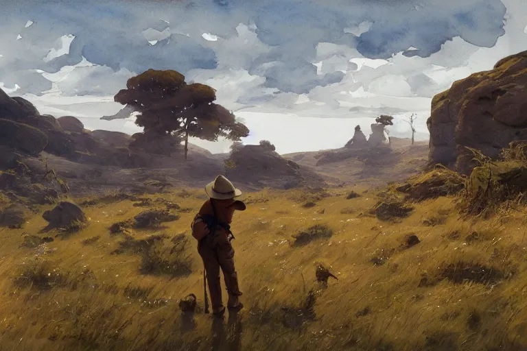 Prompt: watercolor painting of pepe the frog in portuguese dry grasslands, art by hans gude, art by hans dahl, by jesper ejsing, art by anders zorn, wonderful masterpiece by greg rutkowski, cinematic light, american romanticism by greg manchess, creation by tyler edlin