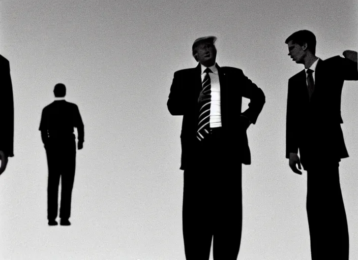 Image similar to front view of a single Donald Trump with hands behind back taken away by two young FBI agents wearing uniforms at golf course, photo by Alex Webb, photo by James Nachtwey