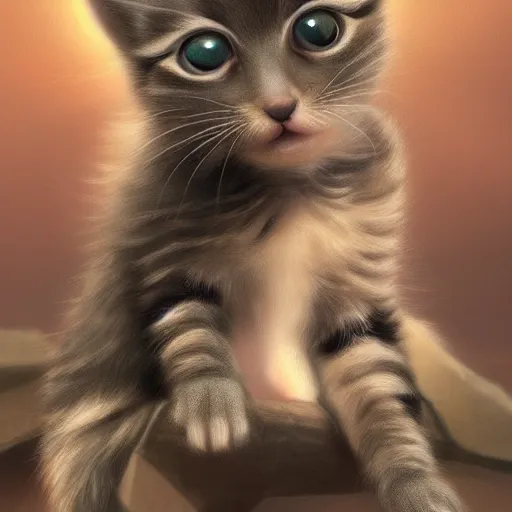 Prompt: beautiful matte painting of a kitten, mai anh tran