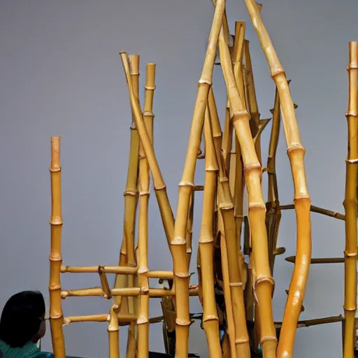 Image similar to a kinetic sculpture made with bamboo