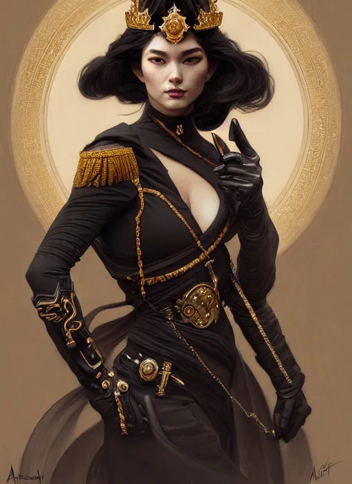 Image similar to portrait of supreme leader kitty, royalty, extravagant, lord, full body, military uniform, fantasy, intricate, elegant, beautiful, highly detailed, charcoal, centered, dark, smokey, digital painting, artstation, concept art, art by artgerm and greg rutkowski and alphonse mucha