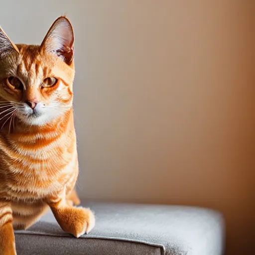 Prompt: an orange lazy tabby cat on a sofa studio lighting goofy foggy