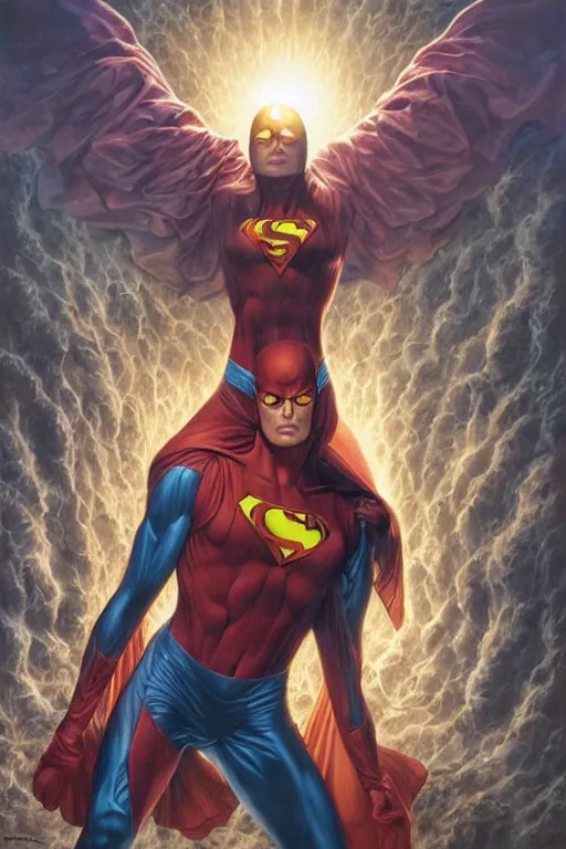 Image similar to a superhero called the flare. art by tomasz alen kopera and glenn fabry and alex ross.