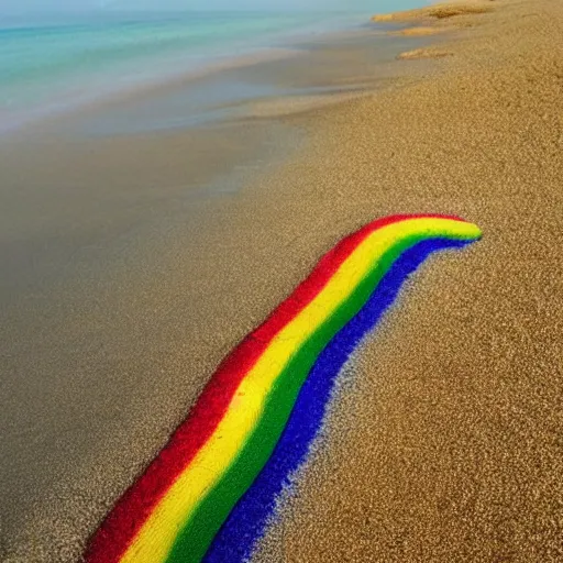 Image similar to rainbow made of sand on the sea