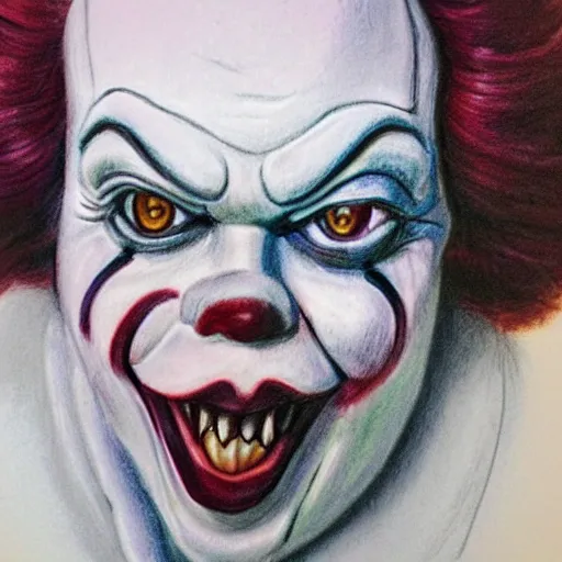 Image similar to Pastel sketch of Tim Curry's Pennywise