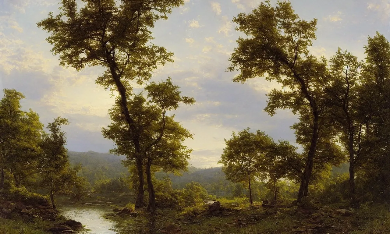 Prompt: a serene landscape painting by william trost richards