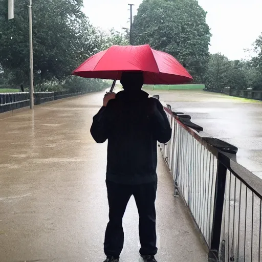 Prompt: mrbeast standing in the rain, pledge of allegiance