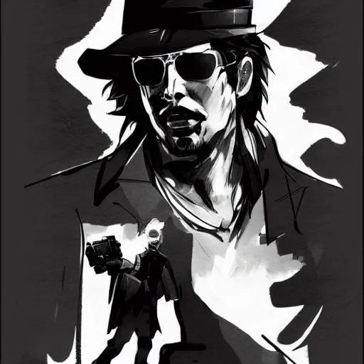 Image similar to a noir detective in the style of Yoji Shinkawa trending on artstation deviantart Pinterest detailed High Resolution HD 8k