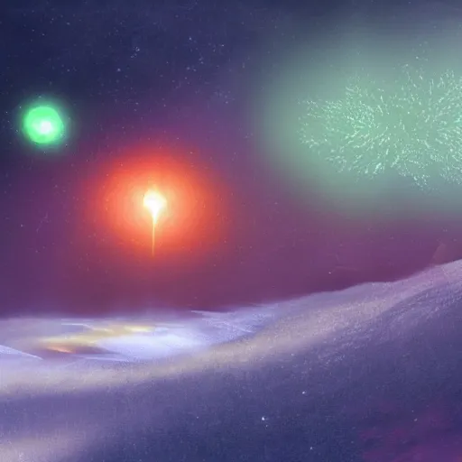 Image similar to dandy waovered in a quaint suburban neighborhood. coquitlam, west virginia tech university, 4 6 0 7 a beautiful vr 3 d sci - fi painting of an ominous luminous alien planet covered in snow and fog. 4 k resolution