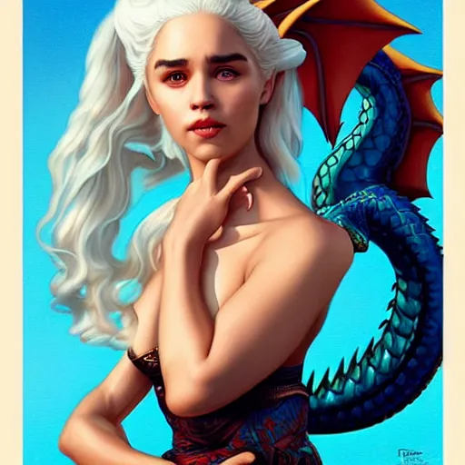 Image similar to fire flaming dragons daenerys targaryen portrait with dragons, Pixar style, by Tristan Eaton Stanley Artgerm and Tom Bagshaw.