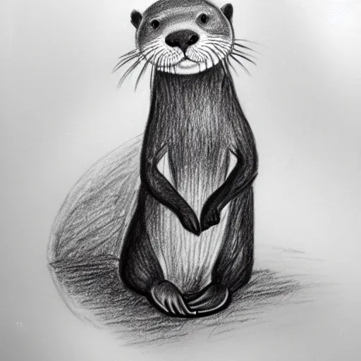 Image similar to an otter in a dress, pencil drawing