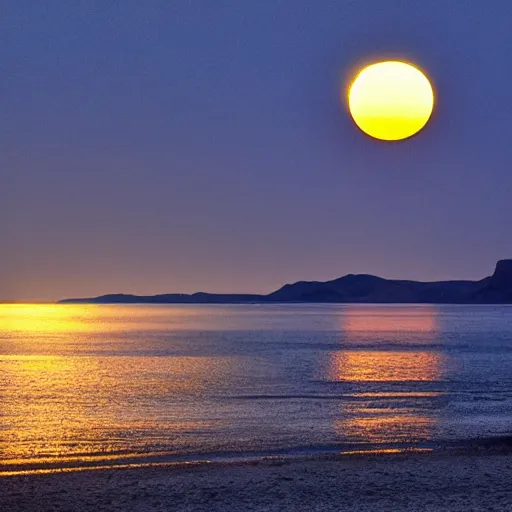 Image similar to the night sun illuminates the shores of the sea desert