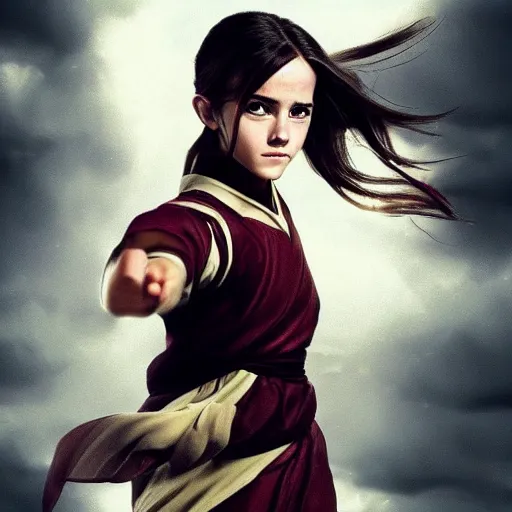 Prompt: an airbender that looks like emma watson