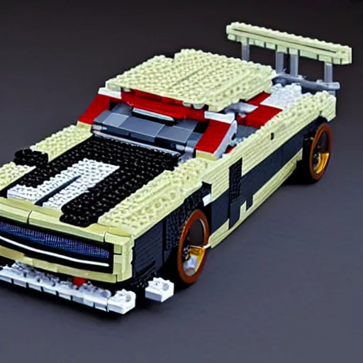 Prompt: fast & furious dodge charger. lego style.