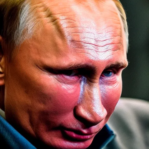 Prompt: Putin crying, (EOS 5DS R, ISO100, f/8, 1/125, 84mm, postprocessed, crisp face, facial features)