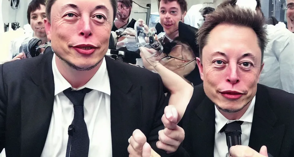 Image similar to anime elon musk with cat ears, cute