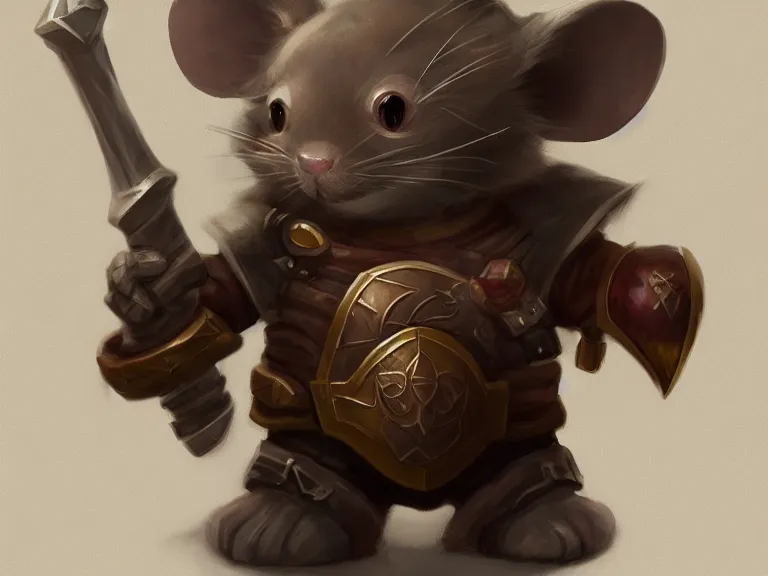 Prompt: warrior mouse with armor and floating crystal, RPG Portrait, trending on Artstation, Pose Study, ultra detailed, award winning