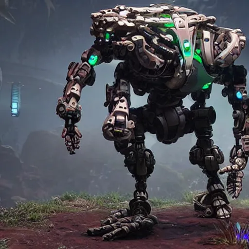 Image similar to cybernetic robot frog from the game Horizon Zero Dawn