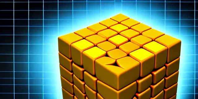 Image similar to a computer generated image of a cube surrounded by smaller cubes, a computer rendering by stanley twardowicz, shutterstock contest winner, computer art, rendered in cinema 4 d, quantum wavetracing, rendered in maya
