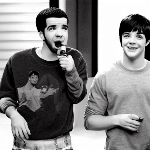 Image similar to a award winning photo film still of drake and josh ( 2 0 0 4 )