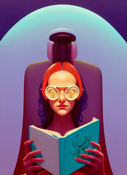 Prompt: centered painted portrait, classic depiction of an alien reading a book about humans, art nouveau, beautifully backlit, swirly vibrant color lines, muted and dull colors, aesthetic octane render, 4 k 8 k hd resolution, by ilya kuvshinov and cushart krentz and gilleard james