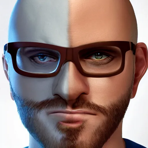 Prompt: Dr. Venture in real life with a reddish-brown chin strap goatee, realistic, very realistic, hyperrealistic, highly detailed, very detailed, extremely detailed, detailed, digital art, oil painting, trending on artstation, headshot and bodyshot, detailed face, very detailed face, extremely detailed face, HD Quality, 8k resolution