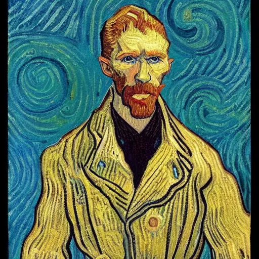 Image similar to handsome squidward portrait, van gogh, strong chad