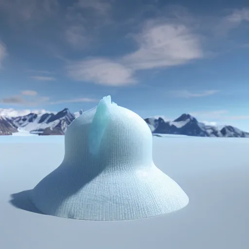 Image similar to A glacier with an ice cone hat, ultra realistic, ultra detailed, award winning, 8K, concept art