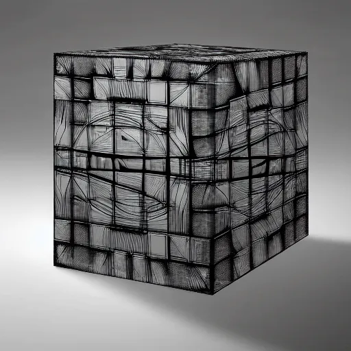 Image similar to an extremely and intricately detailed borg cube, warping in from deep space