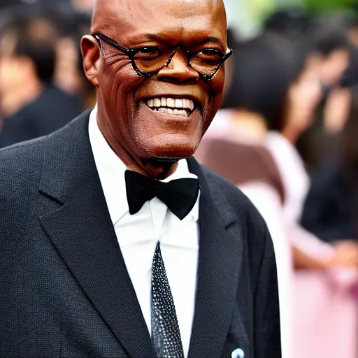 Image similar to samuel l jackson wearing a cute japanese maid dress, 4 k, hyper realistic, japan