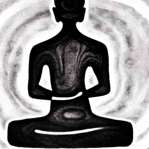 Prompt: zen meditation ink