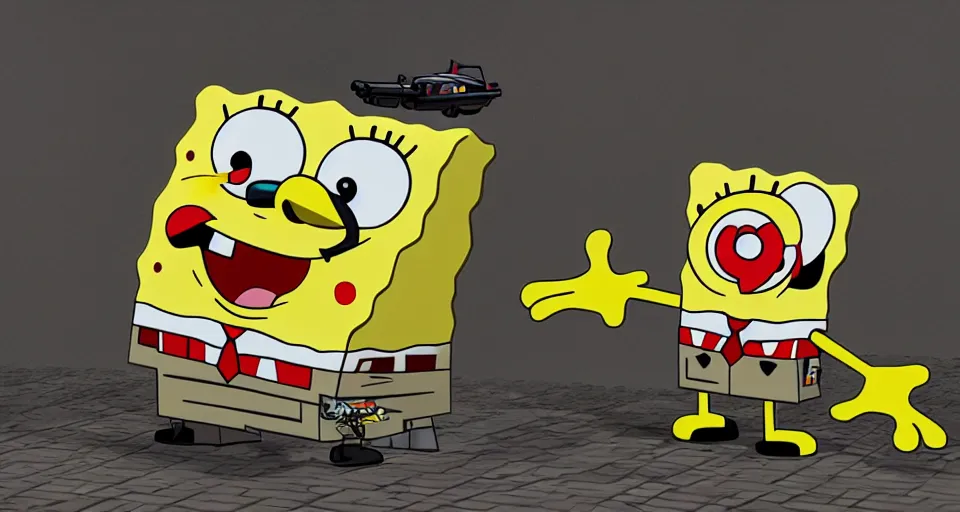 Prompt: spongebob as duke nukem, action movie poster, unreal engine, very detailed render