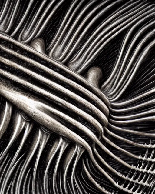 Prompt: comb by hr giger, biomechanical, 4 k, hyper detailed