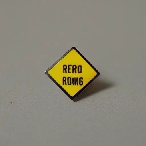 Image similar to a rhombus enamel pin of a retro minimalistic warning label, smooth curves