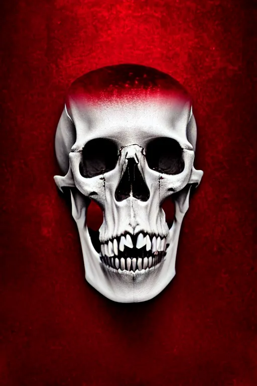 Image similar to a human opening head showing part of the skull, made with chrome, layed on a red velvet fabric, made by hedi xandt, macabre art, dark surrealism, epic and cinematic view, volummetric light, texturized, detailed, 8 k