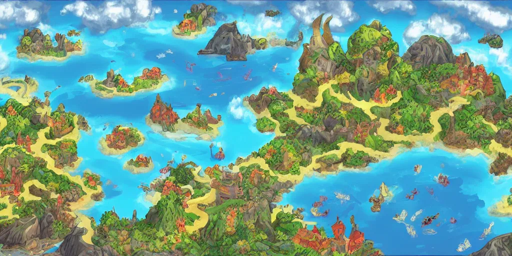 Image similar to island nation, filled with dragons, digital art, matte style