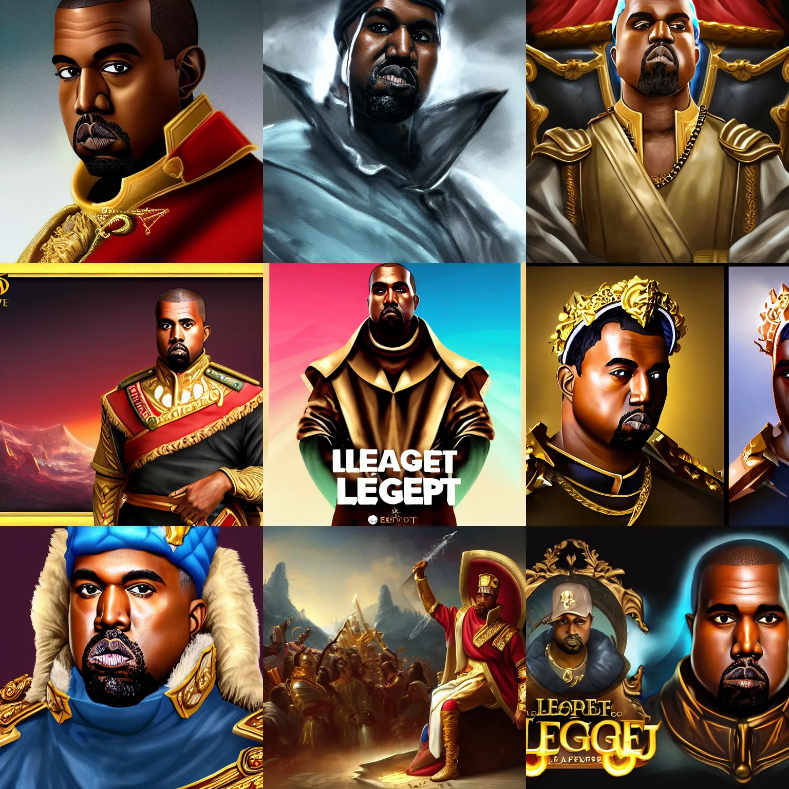 Prompt: Kanye West as emperor napoleon, League of Legends amazing splashscreen artwork, splash art, hd wallpaper, ultra high details, artstation, no text