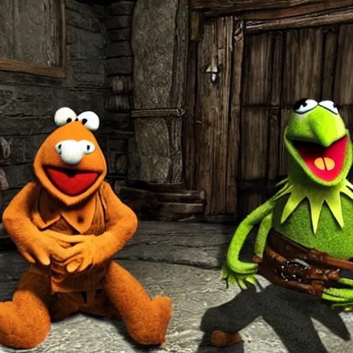 Prompt: muppets in skyrim