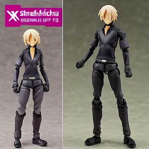 Image similar to famous Twitch.tv streamer xqc as a Figma anime figurine. Posable PVC action figurine. Detailed artbreeder face. Full body 12-inch Figma anime statue.