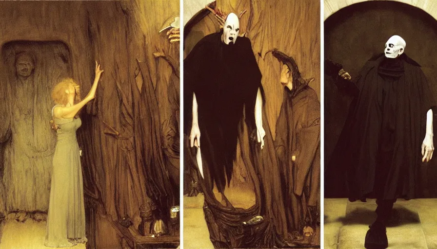 Image similar to david lynch as nosferatu, by lawrence alma tadema and rick berry and norman rockwell and jacob collins