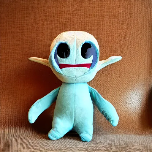 Image similar to a happy alien, plush doll, 8k