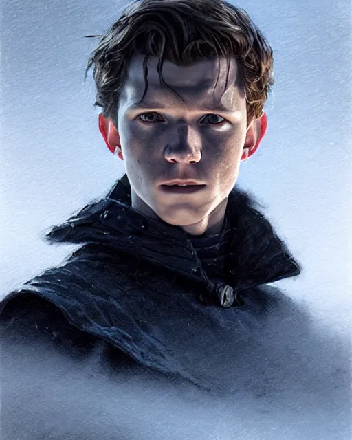 Prompt: tom holland in the nights watch | | realistic shaded, fine details, realistic shaded lighting painting by greg rutkowski, diego gisbert llorens, magali villeneuve, artgerm, jeremy lipkin, michael garmash, rob rey