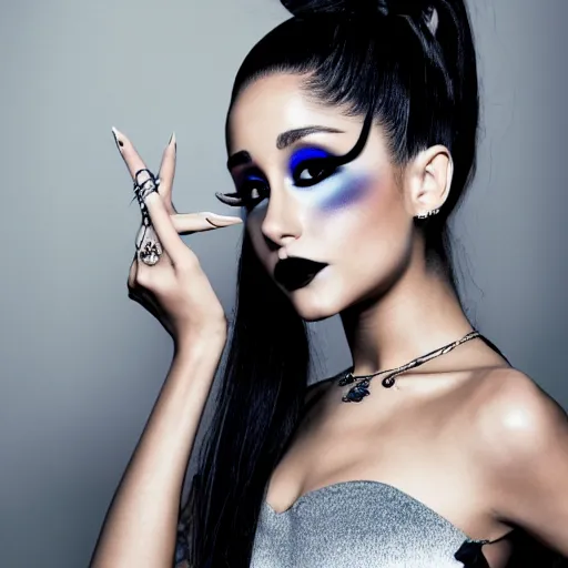 prompthunt: fashionable photo of ariana grande in goth make - up, ultra  realistic, modeling studio, yoga pose, highly detailed, photorealistic, 8  k, by jingna zhang